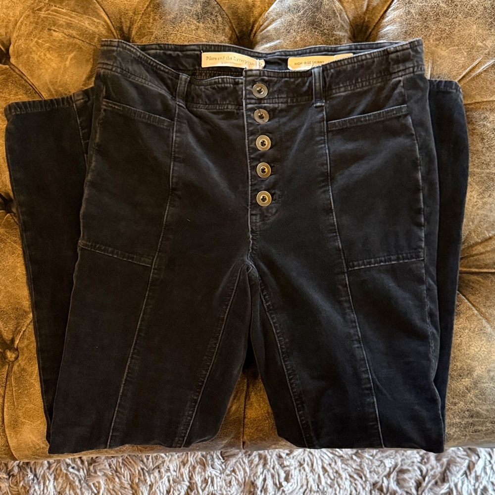 Pilcro Black Button-Front Cropped Pants
